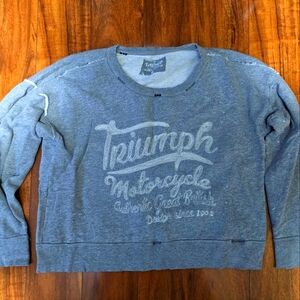Womens Lucky Brand Triumph Motorcycle Crewneck Sweatshirt,Gray,XL